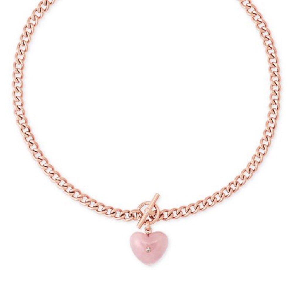 Rose Gold-tone Heart Stone Pendent Necklace